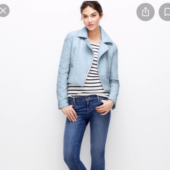 Ann Taylor Jackets & Blazers - Ann Taylor Powder Blue Vegan Leather Moto Jacket
